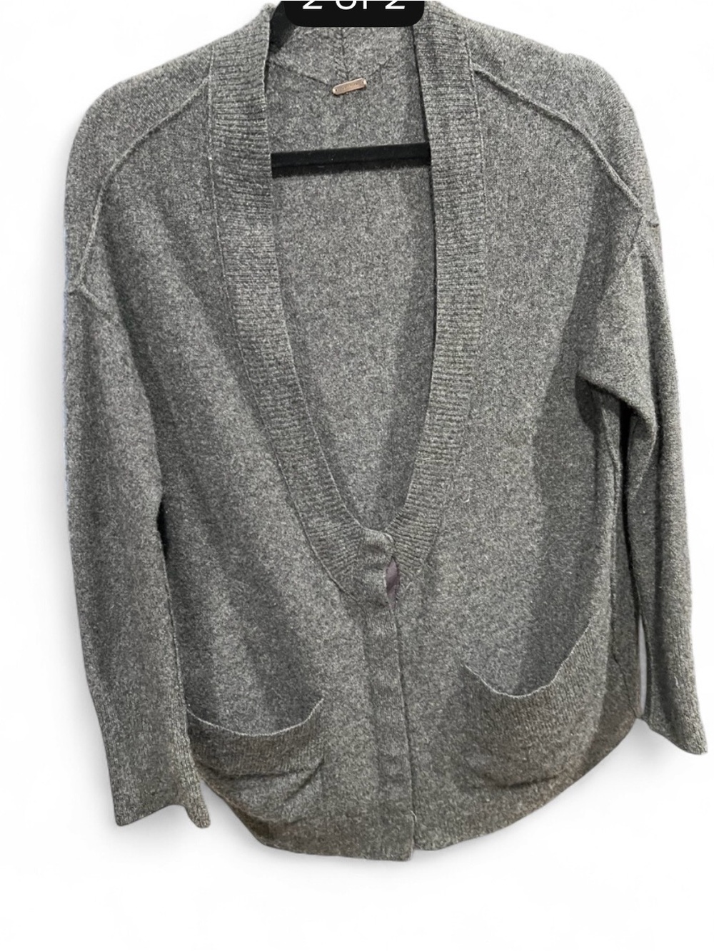 Free People 💯 Cashmere Gray Open-Front Cardigan with Pockets